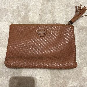 Tory Burch Leather Woven Pouch